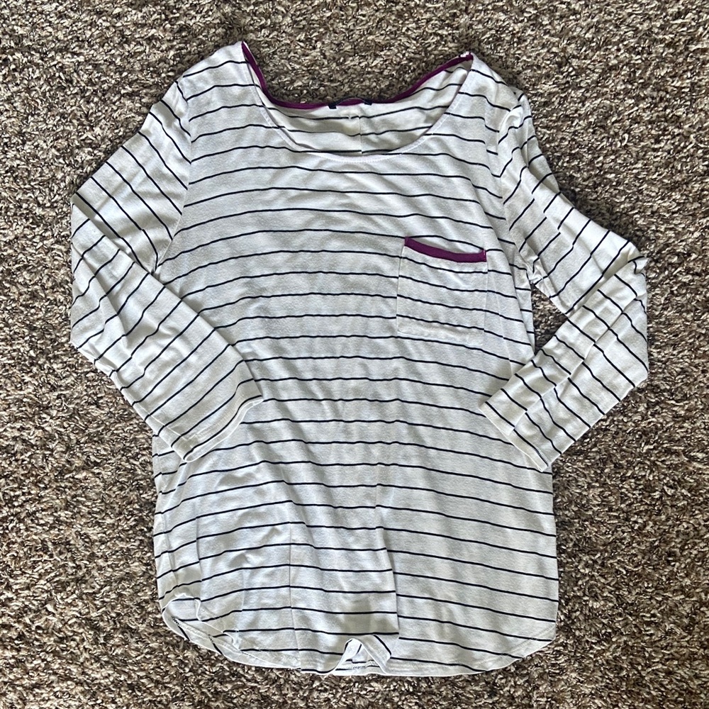 🐇 Papermoon White and Purple Striped Long Sleeve Top